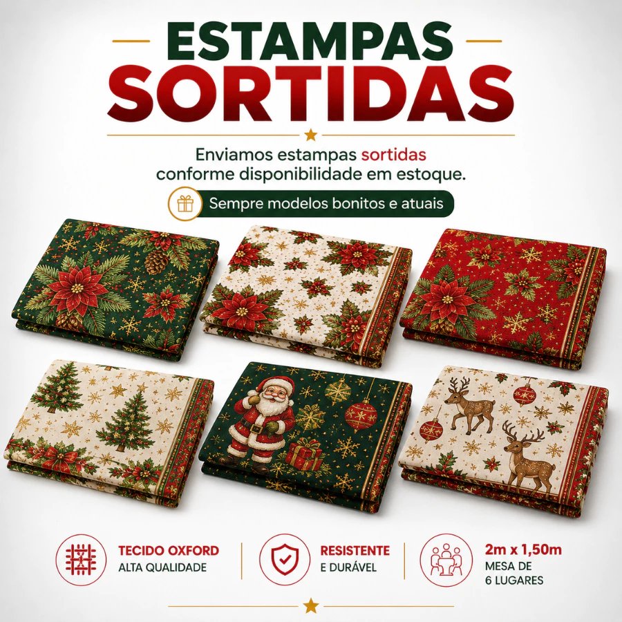 Estampas natalinas sortidas das toalhas de mesa